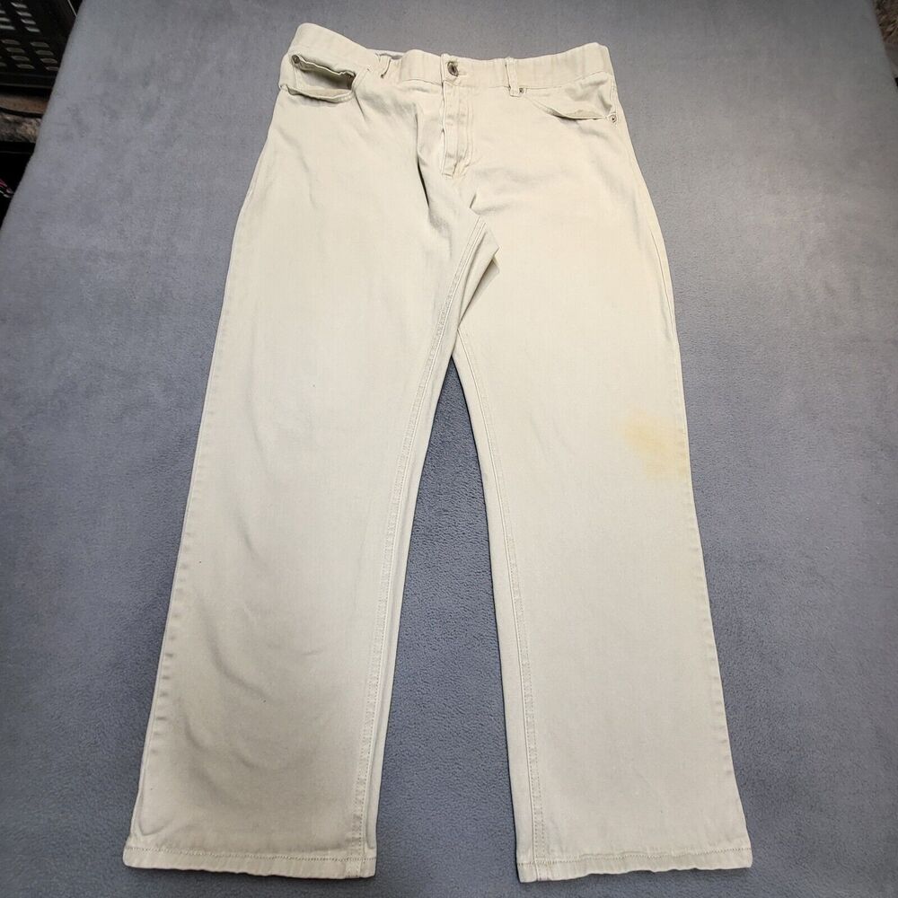 Iron Co Pants Mens 34x27 Tan Straight Leg Chino Distressed